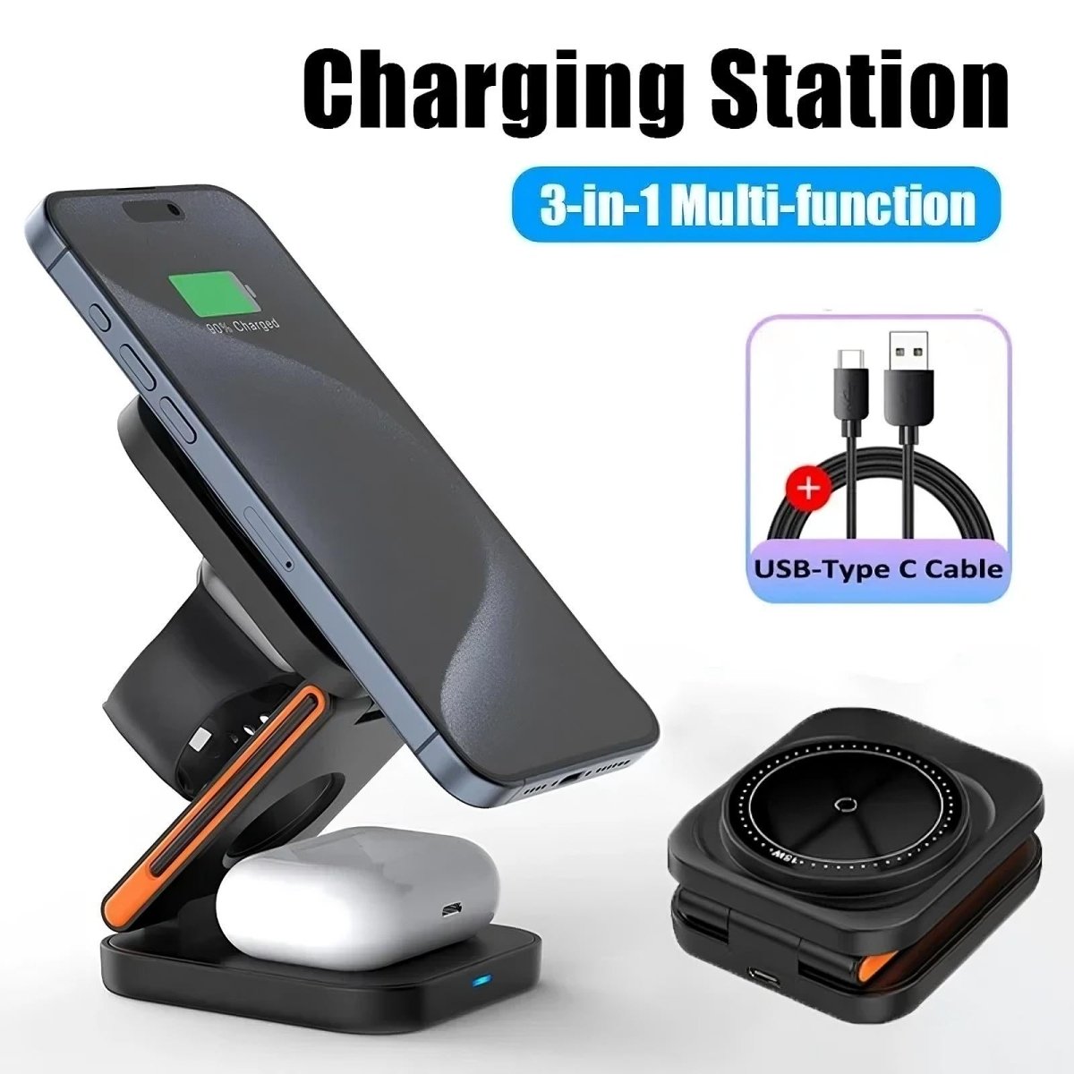 3 in 1 Foldable Charging Station - Zentoracart