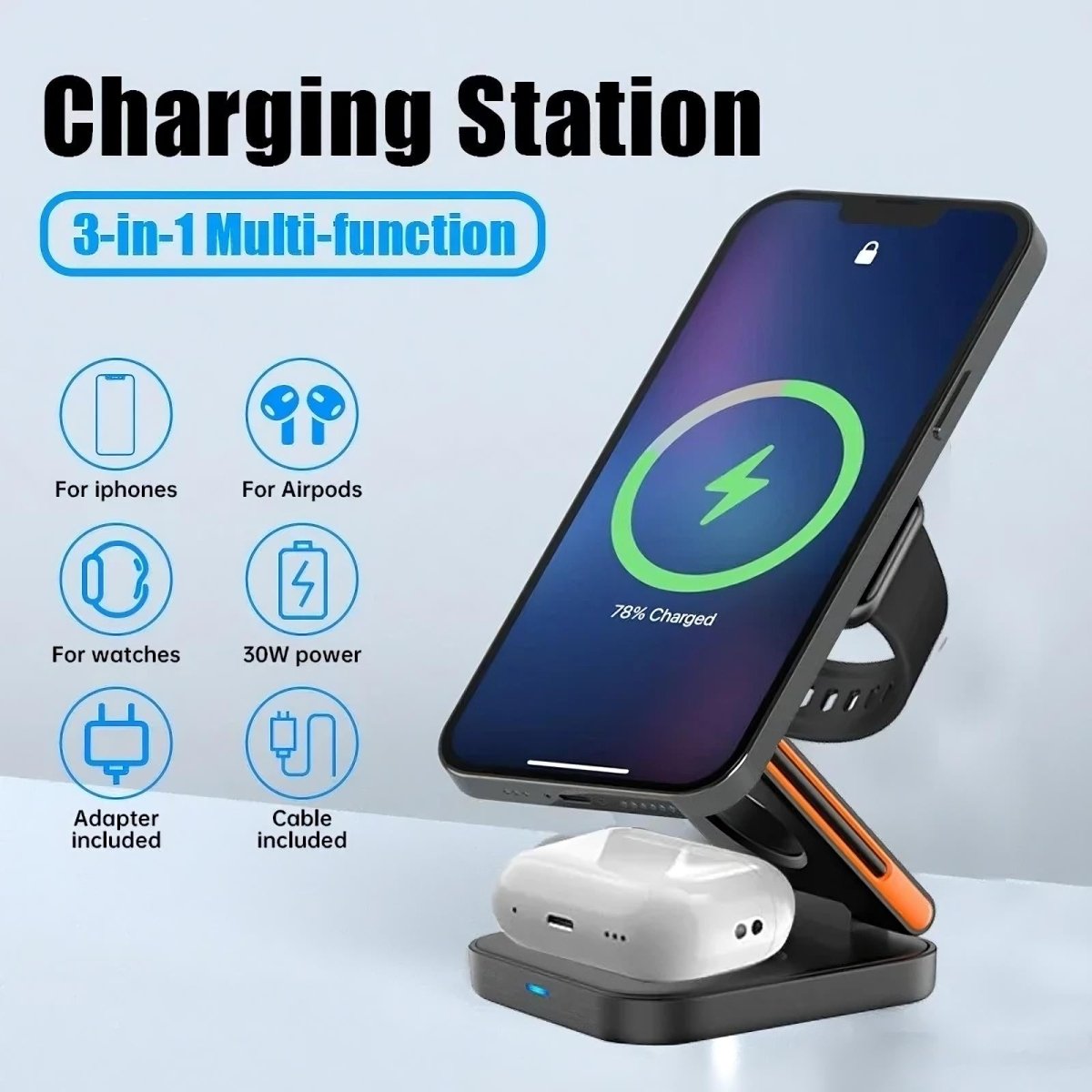 3 in 1 Foldable Charging Station - Zentoracart