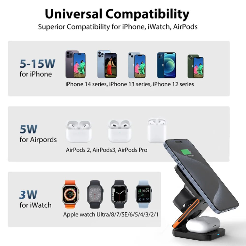 3 in 1 Foldable Charging Station - Zentoracart