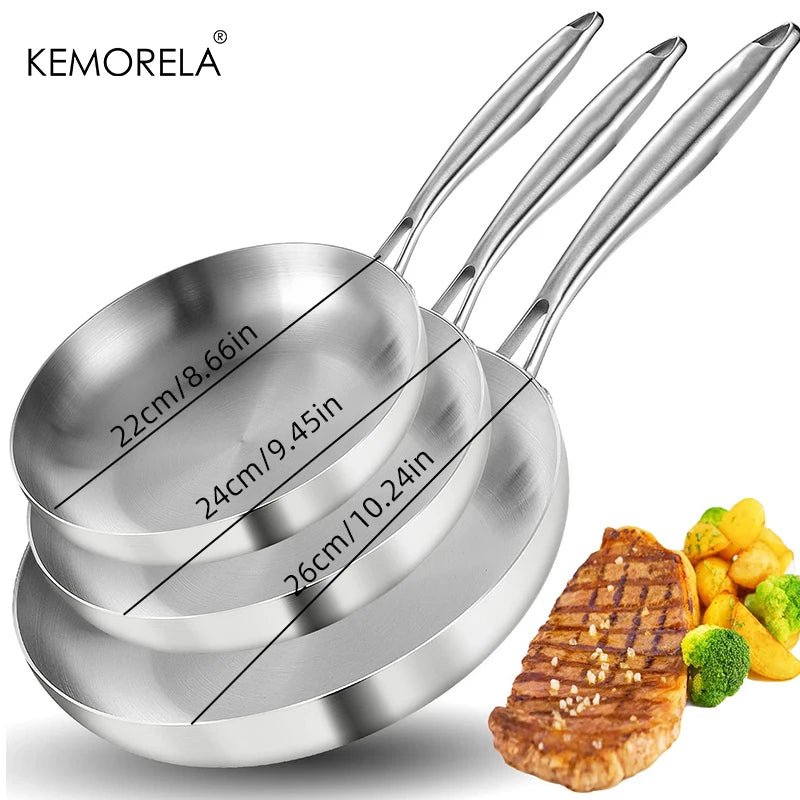 ProSteel 5 - Ply Stainless Steel Frying Pan Set - Zentoracart