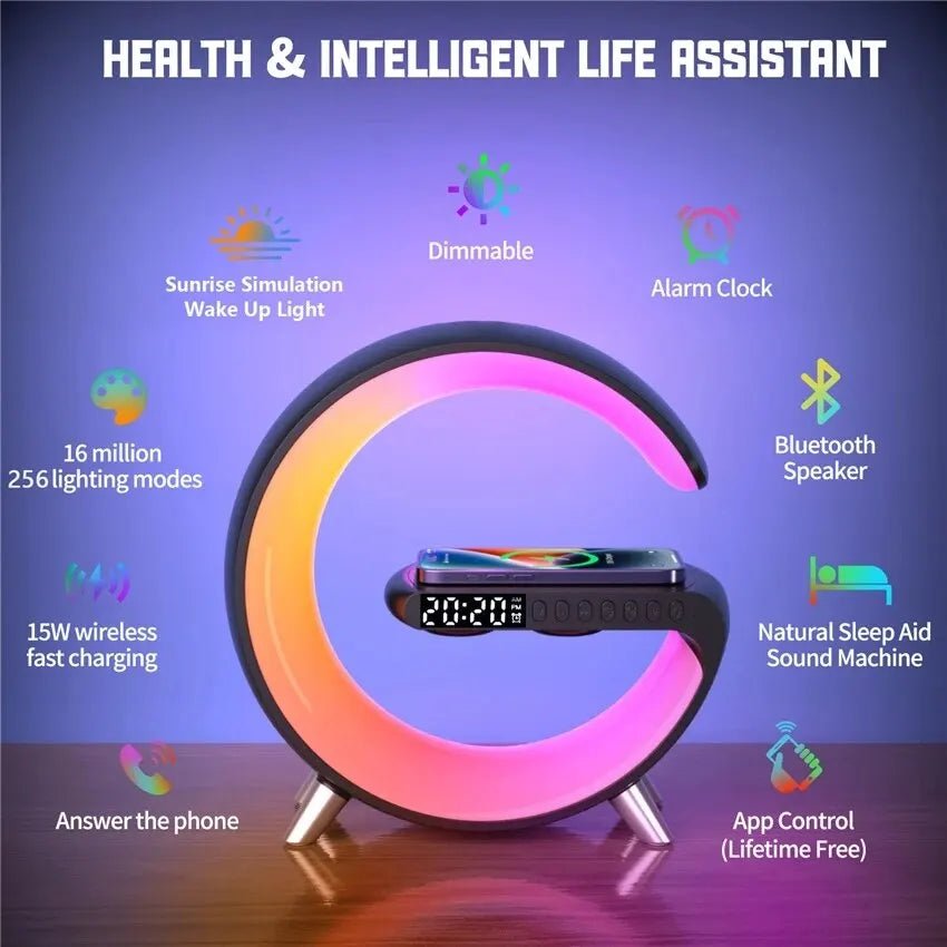 Aurora Station: Wireless Charger with RGB Lights and Alarm System - Zentoracart