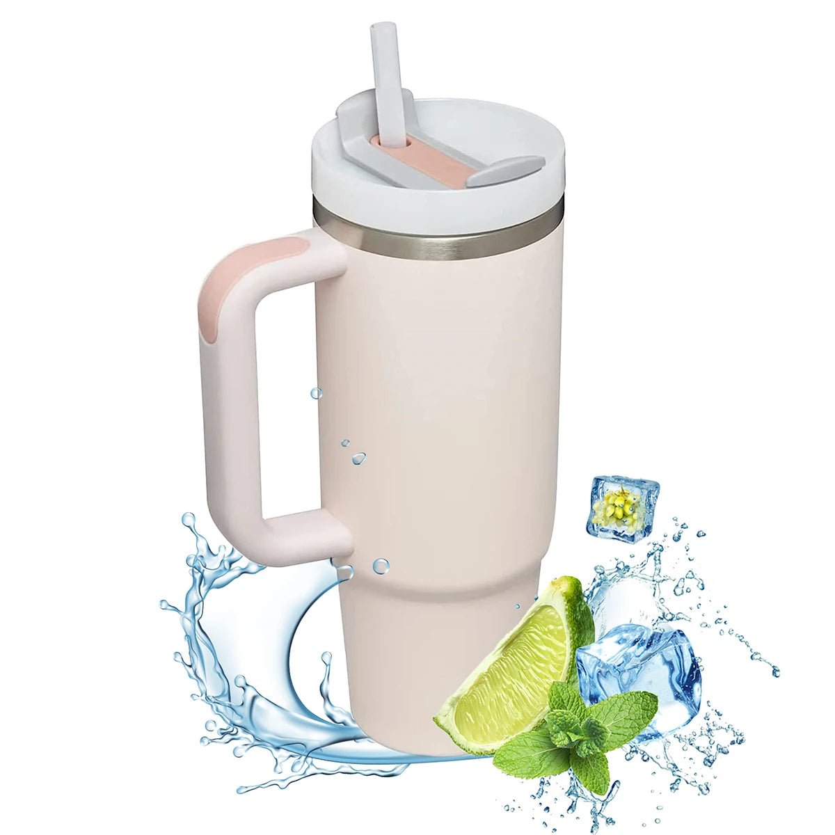 40oz Insulated Tumbler With Handle And Straw - Zentoracart