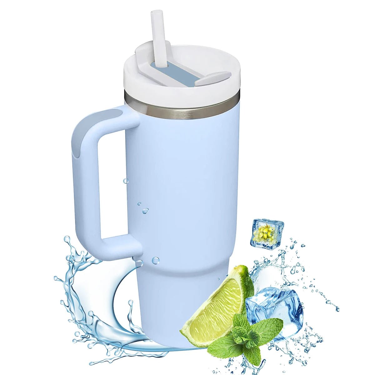 40oz Insulated Tumbler With Handle And Straw - Zentoracart