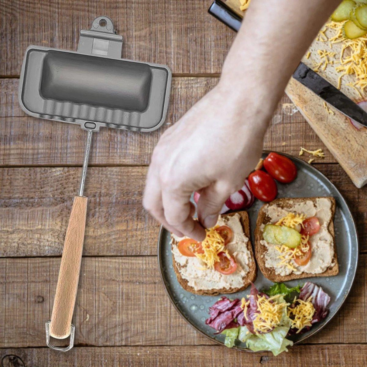 Double - Sided Non - Stick Foldable Sandwich Frying Pan Grill - Zentoracart