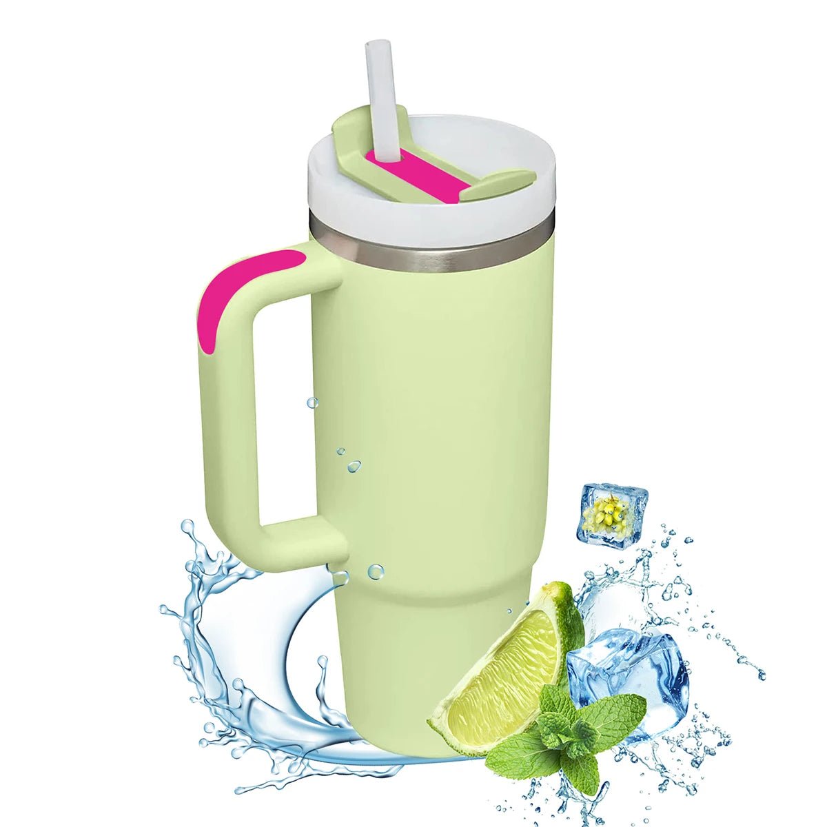 40oz Insulated Tumbler With Handle And Straw - Zentoracart