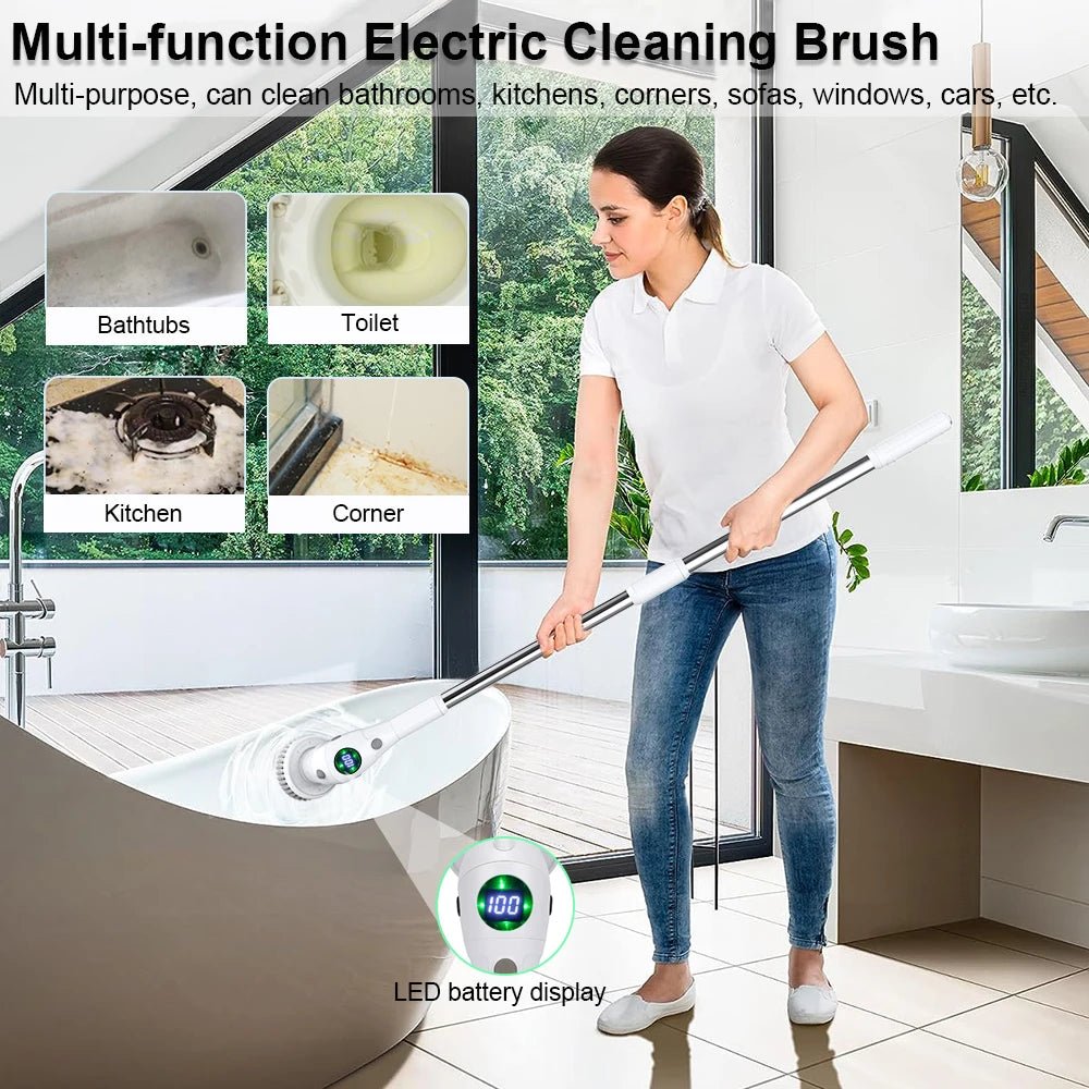 8 - in - 1 Cordless Electric Cleaning Brush for Home, Bathroom, Kitchen, and Windows - Zentoracart