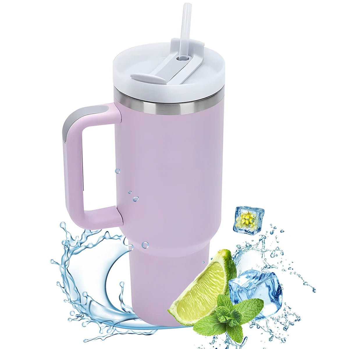 40oz Insulated Tumbler With Handle And Straw - Zentoracart