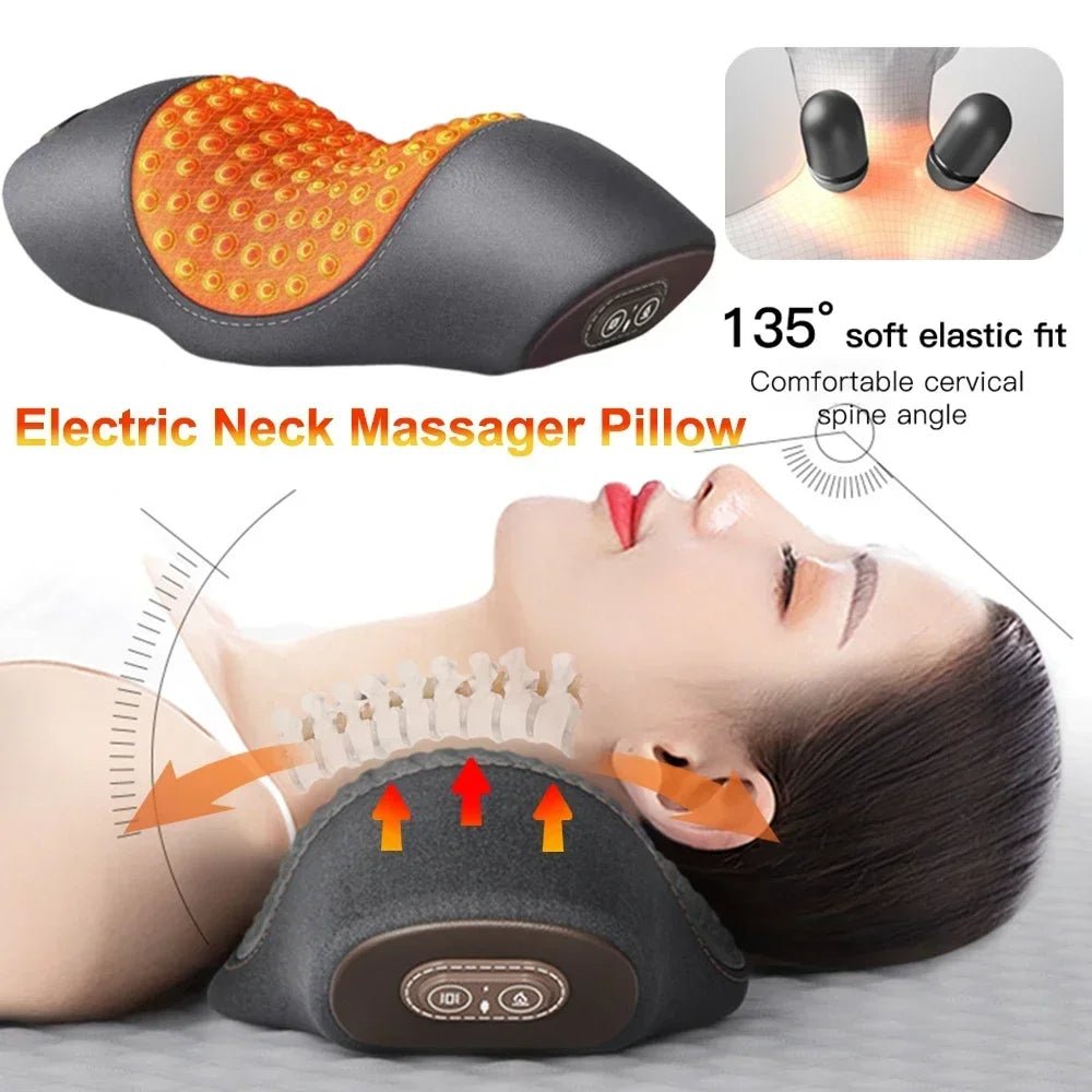 Electric Neck Massage Pillow Heating & Vibration - Zentoracart