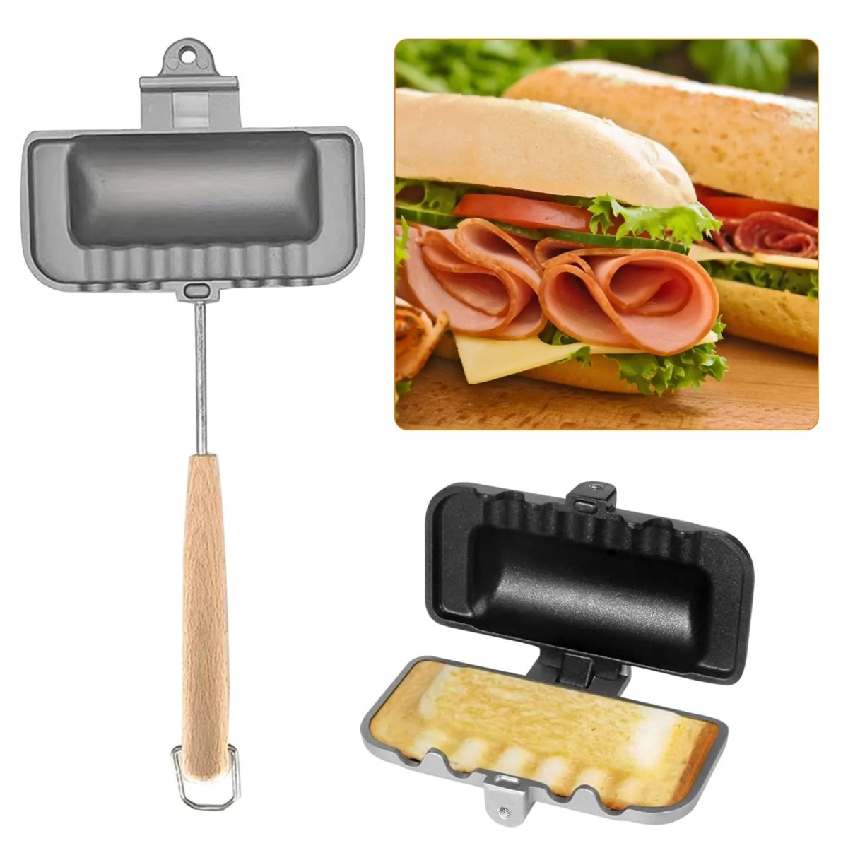 Double - Sided Non - Stick Foldable Sandwich Frying Pan Grill - Zentoracart