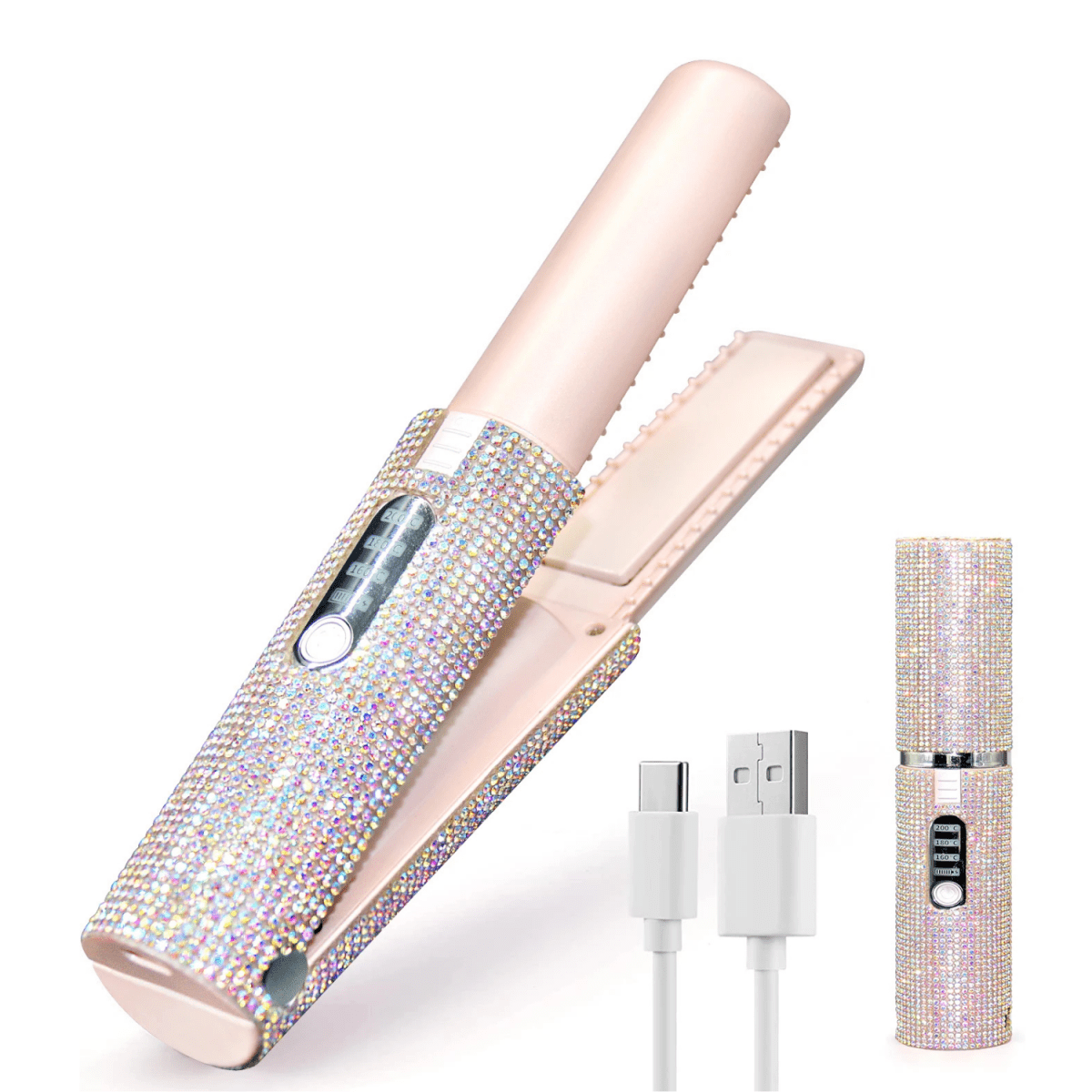 Portable Hair Straightener With Rhinestones - Zentoracart