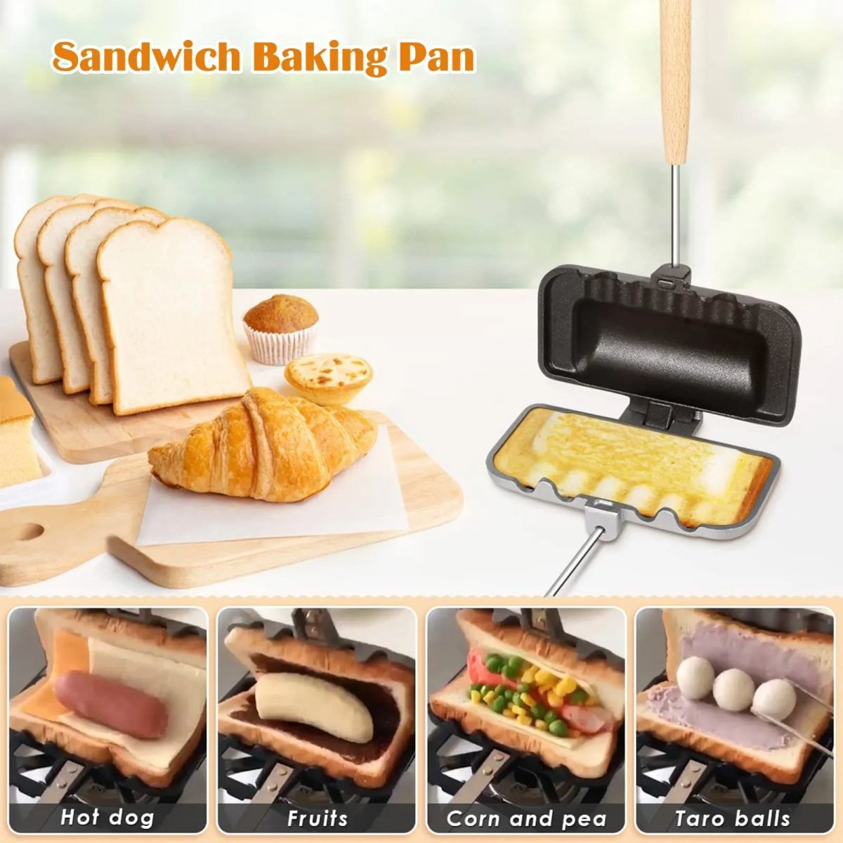 Double - Sided Non - Stick Foldable Sandwich Frying Pan Grill - Zentoracart