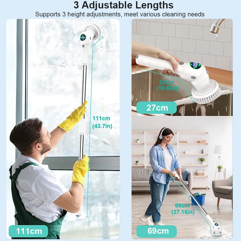 8 - in - 1 Cordless Electric Cleaning Brush for Home, Bathroom, Kitchen, and Windows - Zentoracart