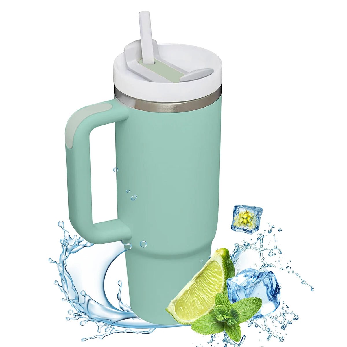 40oz Insulated Tumbler With Handle And Straw - Zentoracart
