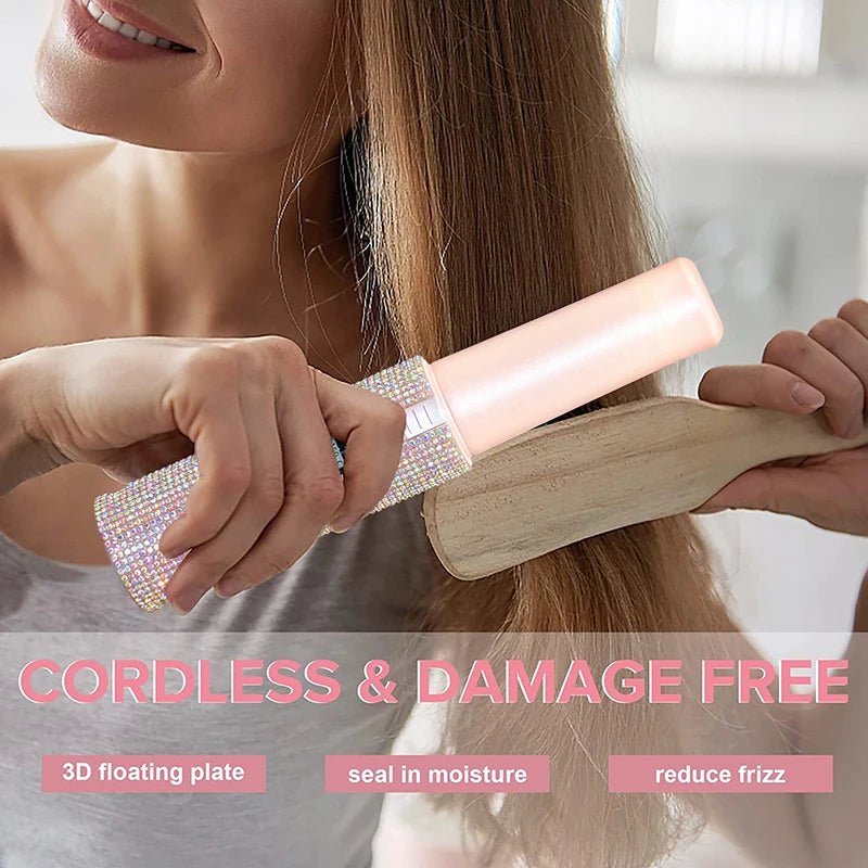 Portable Hair Straightener With Rhinestones - Zentoracart