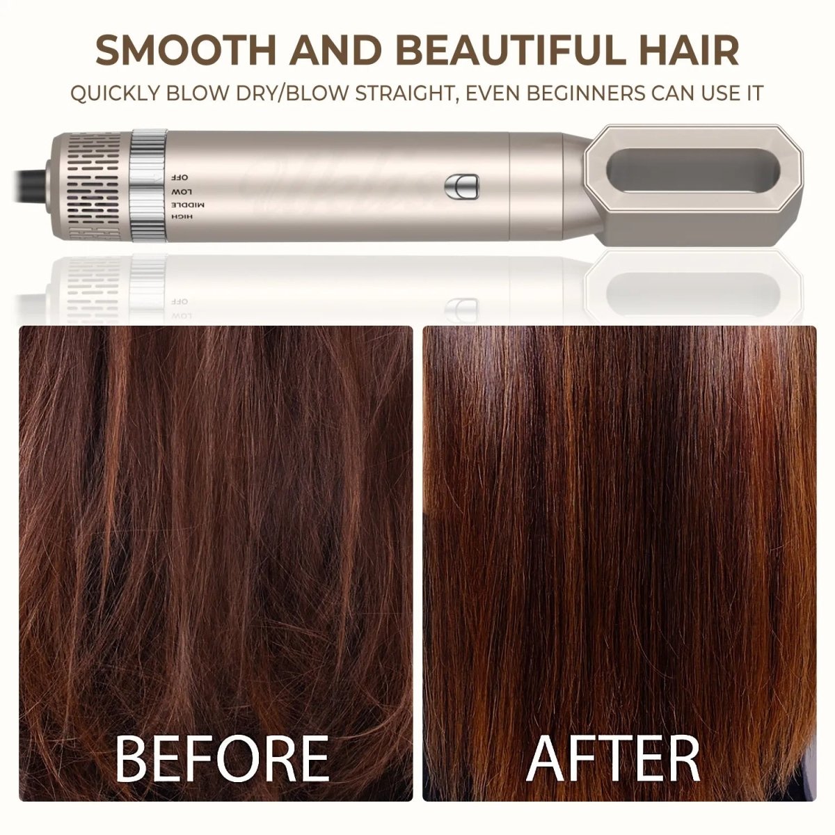 6 In 1 Hair Dryer Brush and Volumizer with Detachable Negative Ion - Zentoracart