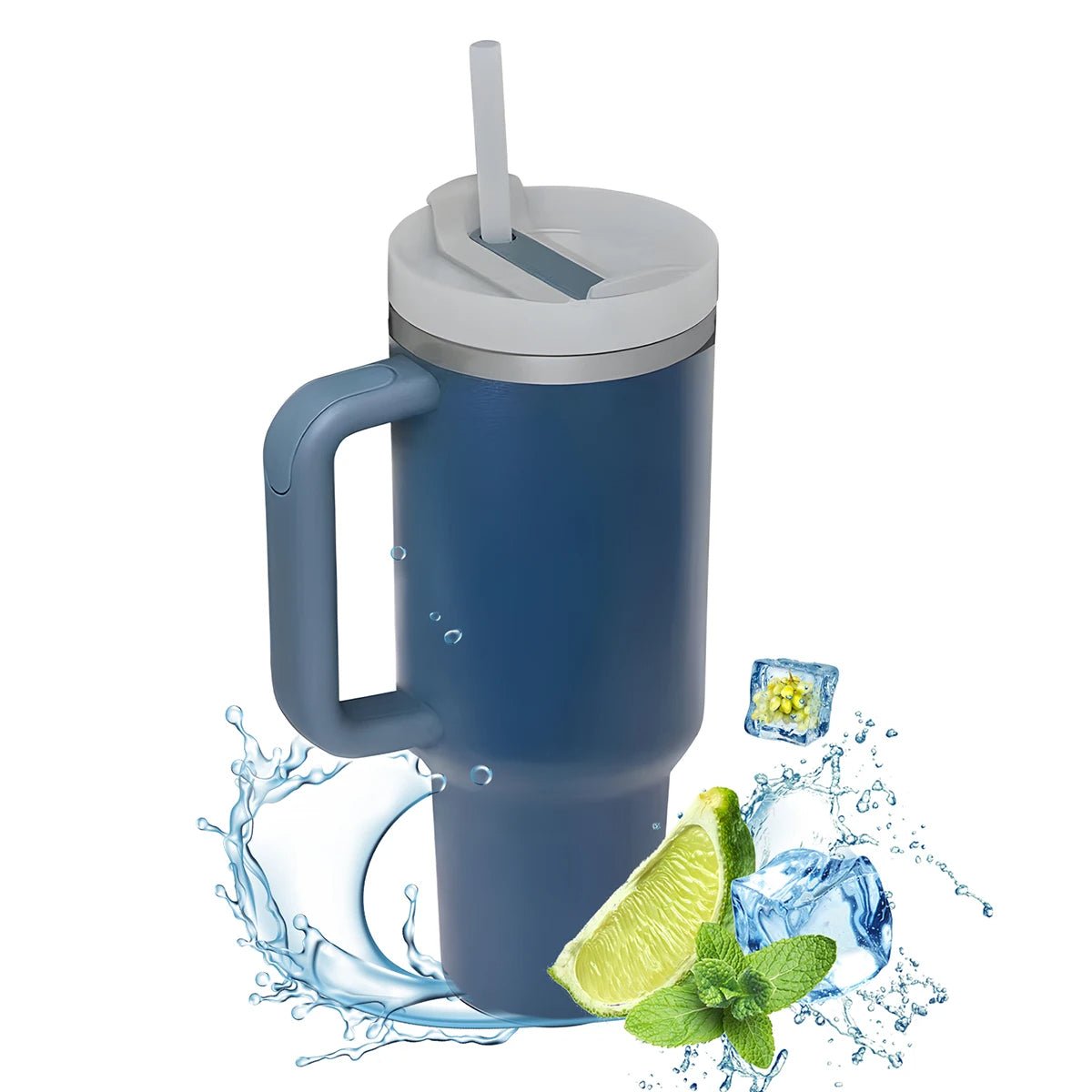 40oz Insulated Tumbler With Handle And Straw - Zentoracart