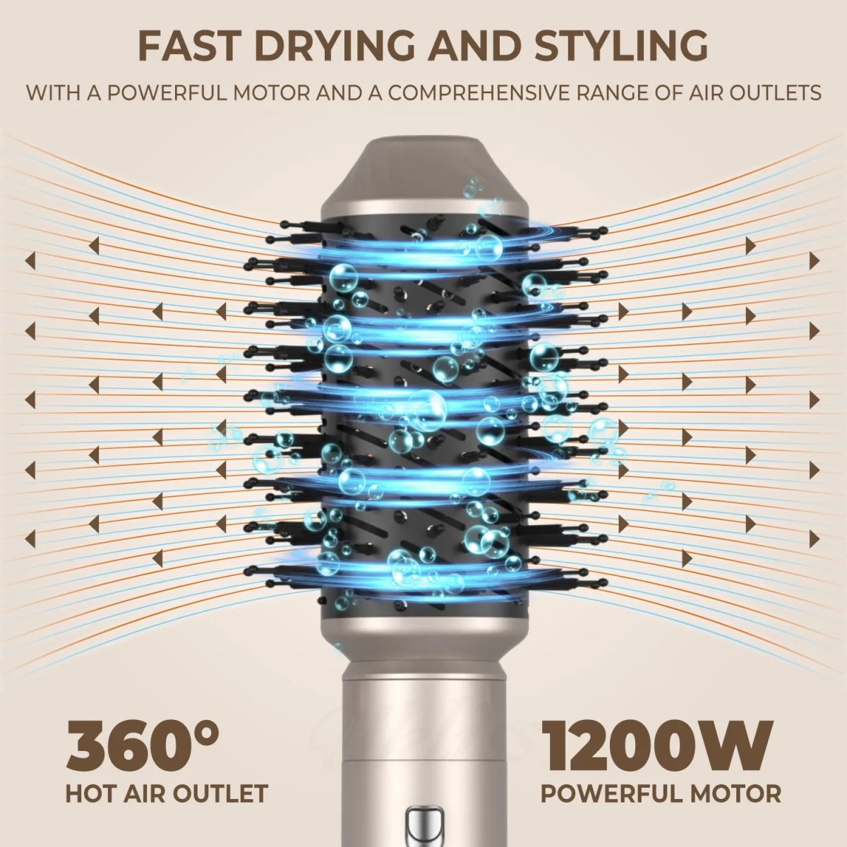 6 In 1 Hair Dryer Brush and Volumizer with Detachable Negative Ion - Zentoracart
