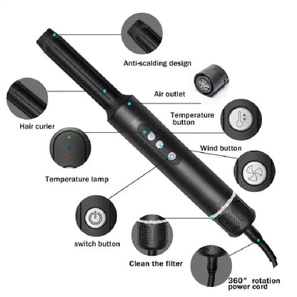 Professional Hair Dryer 7 in 1 Hair Styling Tools Complete Styler Set - Zentoracart