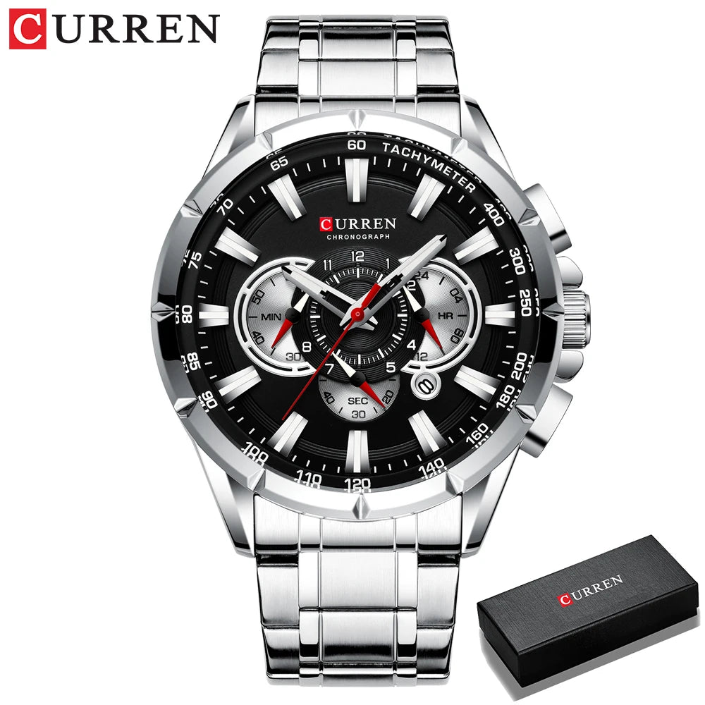 CURREN LuminaSport - Montre sportive pour homme avec aiguilles lumineuses