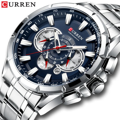 CURREN LuminaSport - Montre sportive pour homme avec aiguilles lumineuses