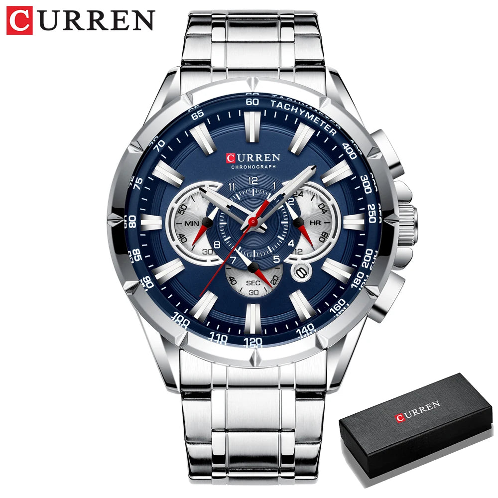 CURREN LuminaSport - Montre sportive pour homme avec aiguilles lumineuses