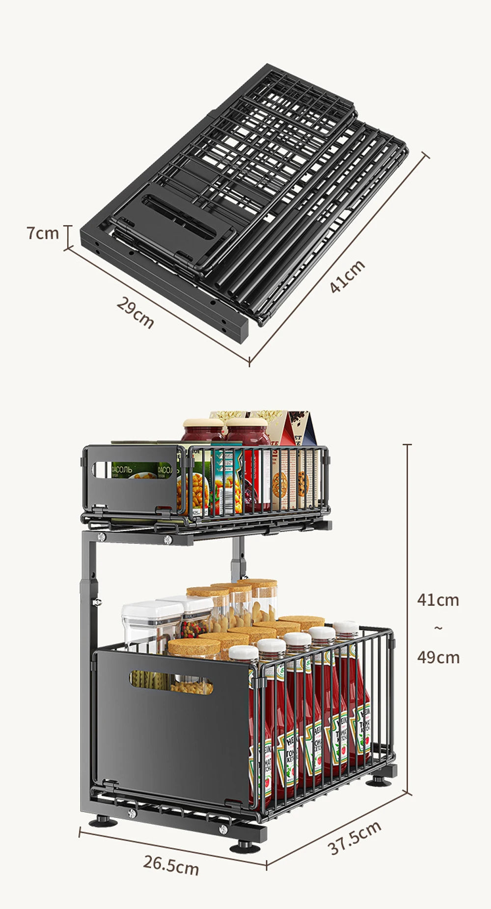 SmartSlide 2-Tier Pull-Out Cabinet Organizer