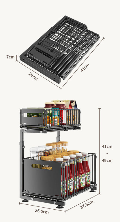 SmartSlide 2-Tier Pull-Out Cabinet Organizer