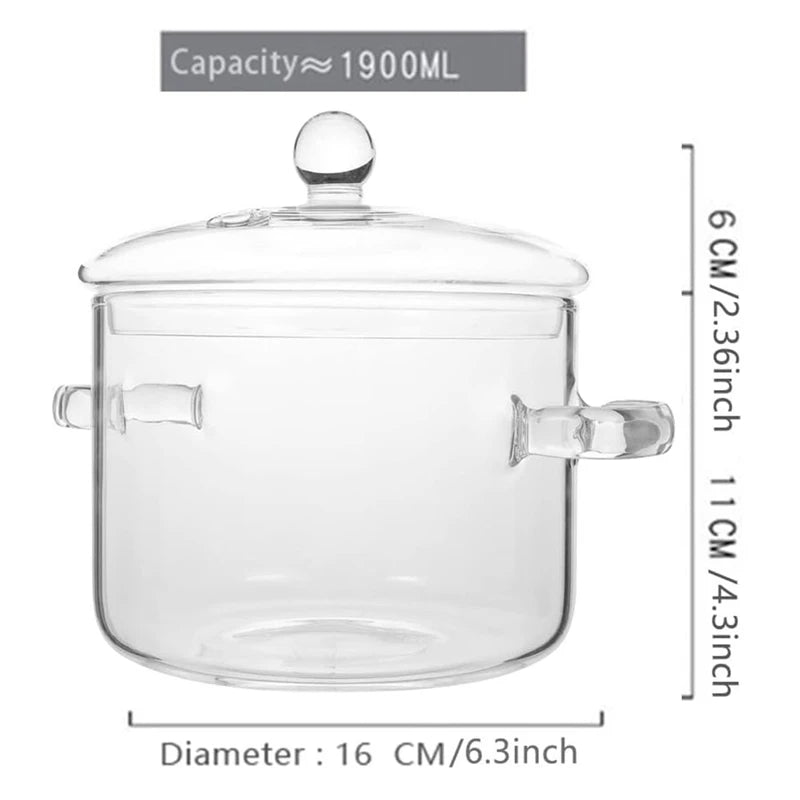 Cacerola de vidrio de borosilicato de alta capacidad ClearCook 