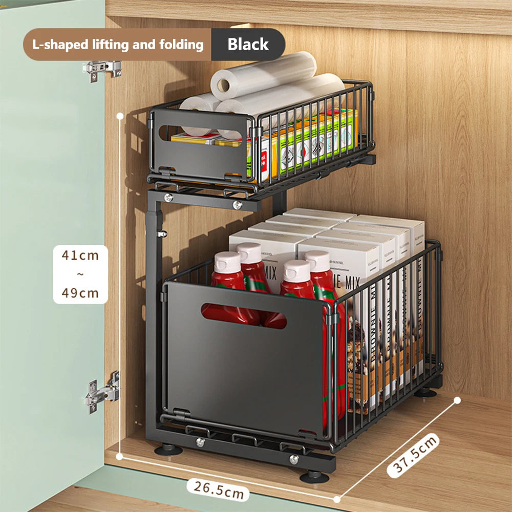 SmartSlide 2-Tier Pull-Out Cabinet Organizer