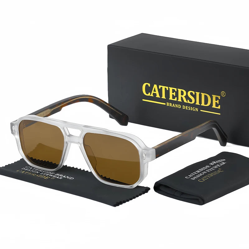 Caterside EdgePunk - Bold Vintage Sunglasses with UV400 Protection and Unique Double Bridge Design