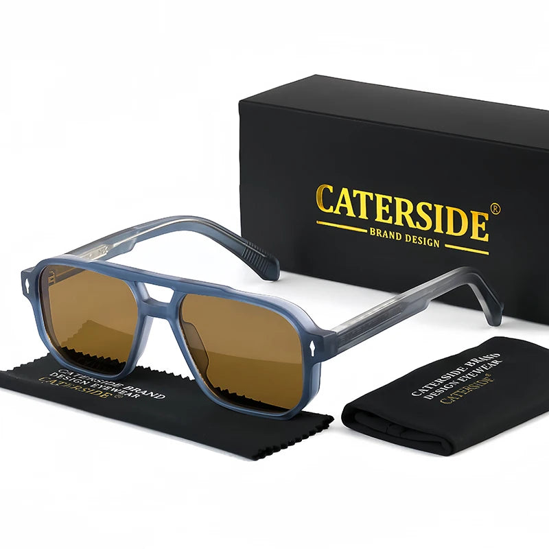 Caterside EdgePunk - Bold Vintage Sunglasses with UV400 Protection and Unique Double Bridge Design