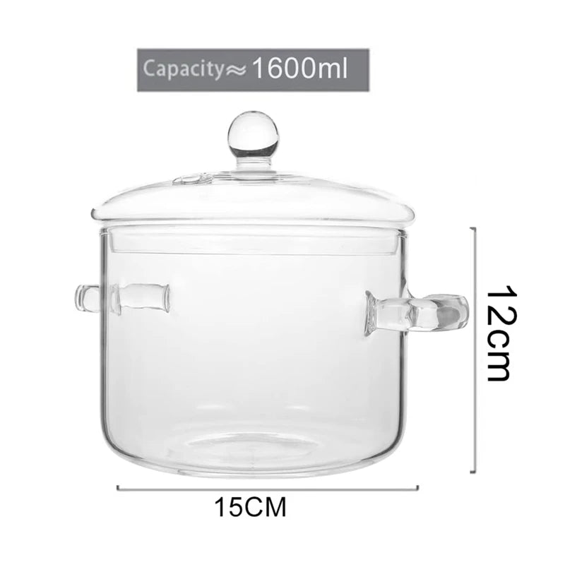 Cacerola de vidrio de borosilicato de alta capacidad ClearCook 