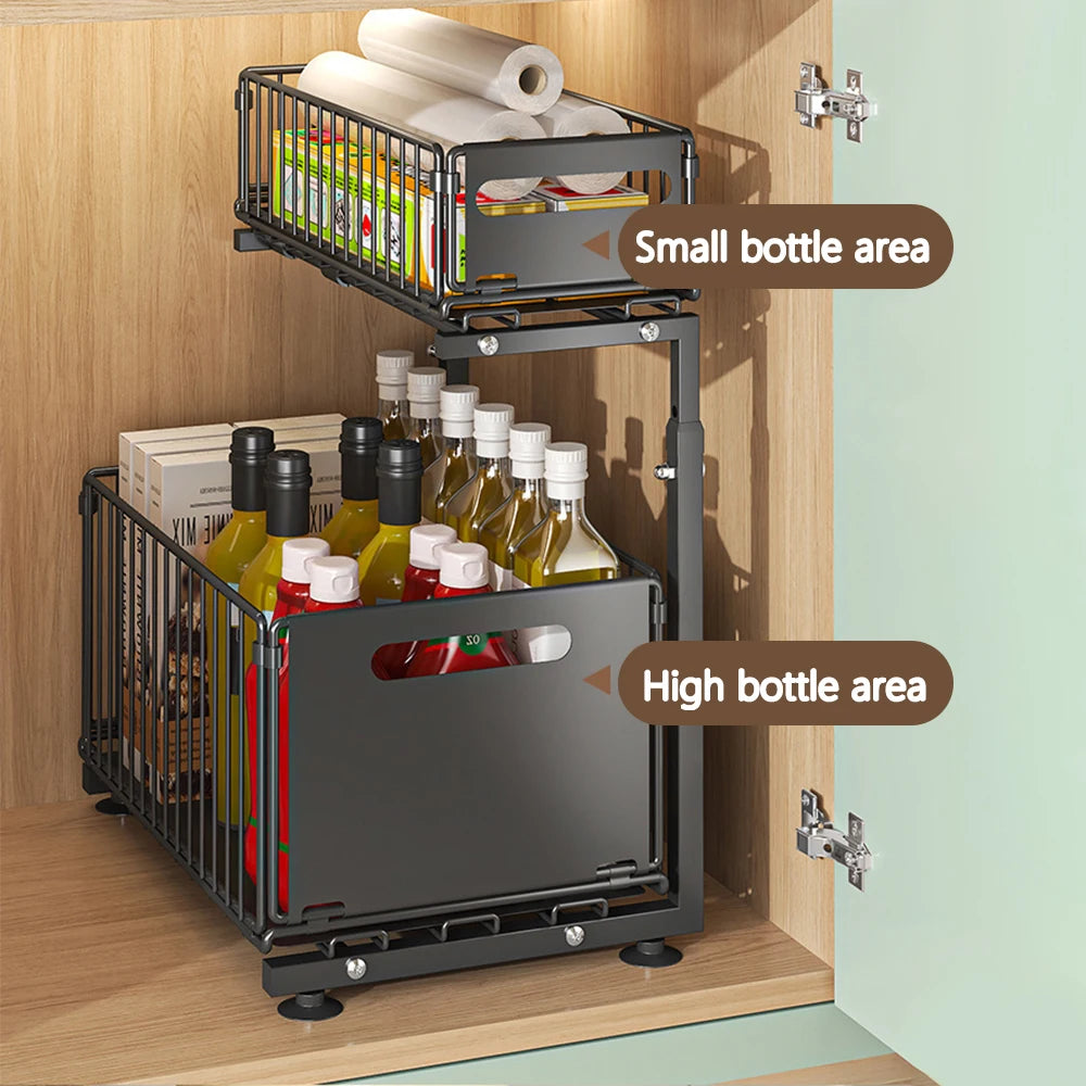 SmartSlide 2-Tier Pull-Out Cabinet Organizer