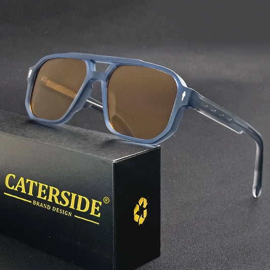 Caterside EdgePunk - Bold Vintage Sunglasses with UV400 Protection and Unique Double Bridge Design