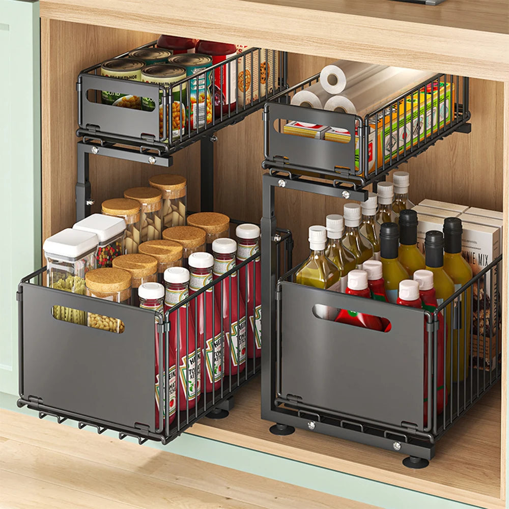 SmartSlide 2-Tier Pull-Out Cabinet Organizer