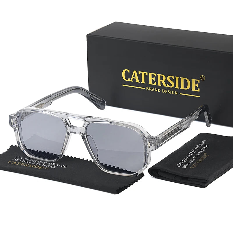 Caterside EdgePunk - Bold Vintage Sunglasses with UV400 Protection and Unique Double Bridge Design