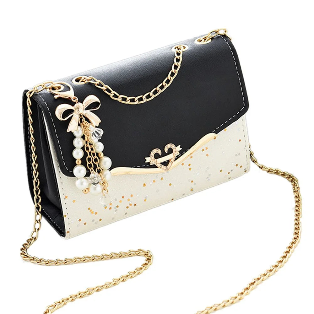 Sac à main tendance pour femme avec paillettes et pendentif – Style compact et élégant