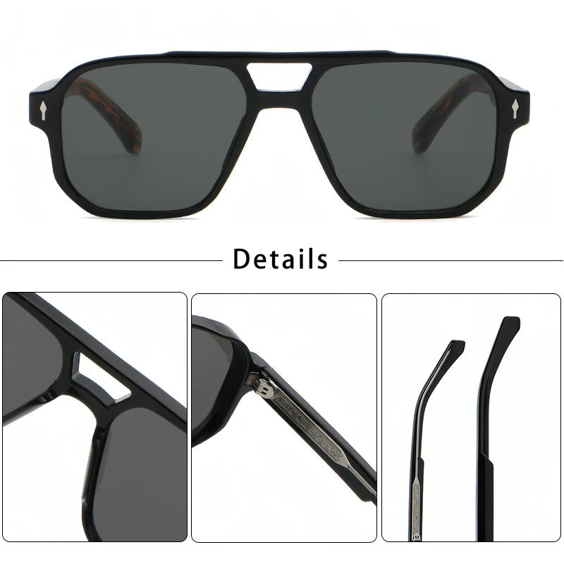 Caterside EdgePunk - Bold Vintage Sunglasses with UV400 Protection and Unique Double Bridge Design