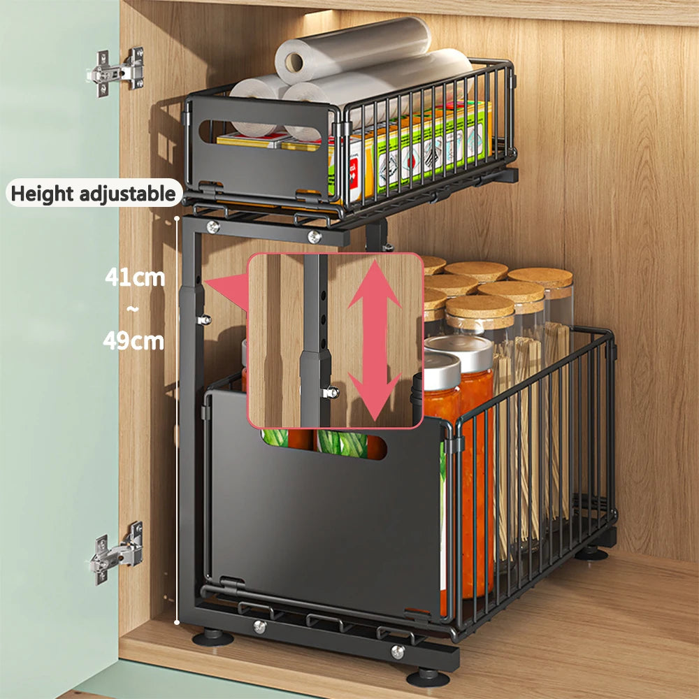 SmartSlide 2-Tier Pull-Out Cabinet Organizer