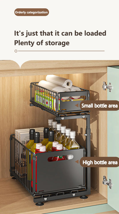 SmartSlide 2-Tier Pull-Out Cabinet Organizer