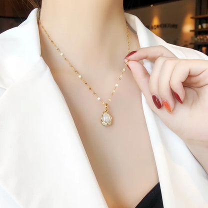 Bijoux minimalistes coréens tendance – Collier tulipe en strass pour toutes les occasions