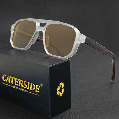 Caterside EdgePunk - Bold Vintage Sunglasses with UV400 Protection and Unique Double Bridge Design