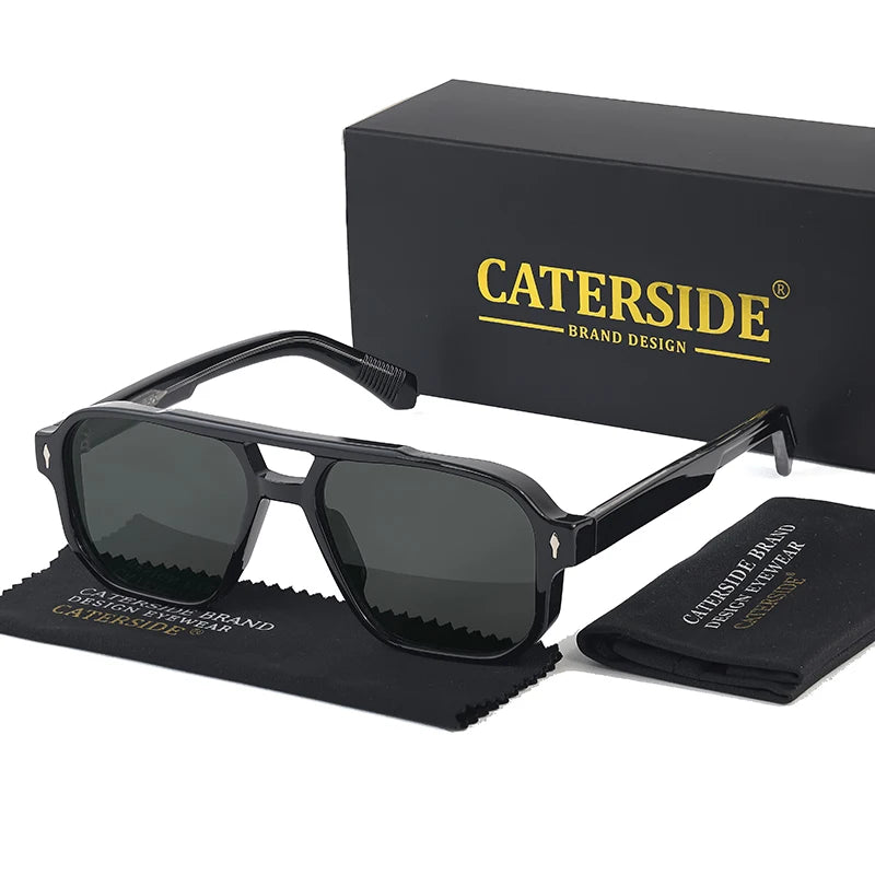 Caterside EdgePunk - Bold Vintage Sunglasses with UV400 Protection and Unique Double Bridge Design