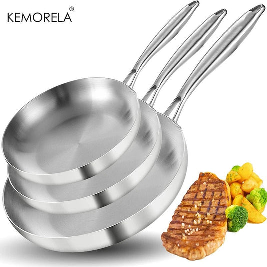 ProSteel 5 - Ply Stainless Steel Frying Pan Set - Zentoracart