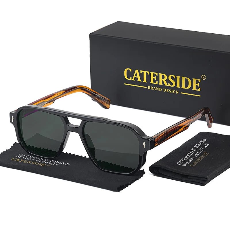 Caterside EdgePunk - Bold Vintage Sunglasses with UV400 Protection and Unique Double Bridge Design - Zentoracart