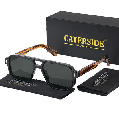 Caterside EdgePunk - Bold Vintage Sunglasses with UV400 Protection and Unique Double Bridge Design - Zentoracart