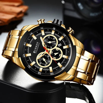 CURREN GoldForce - Luxury Men's Watch with Golden Design - Zentoracart