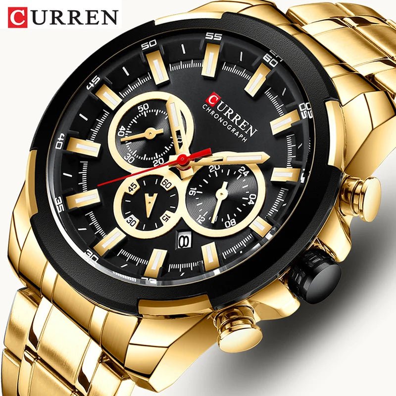 CURREN GoldForce - Luxury Men's Watch with Golden Design - Zentoracart