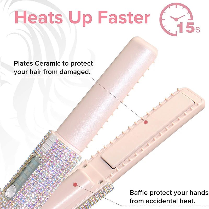 Portable Hair Straightener With Rhinestones - Zentoracart