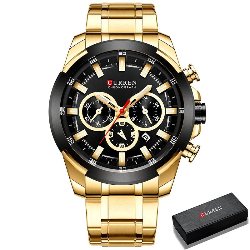 CURREN GoldForce - Luxury Men's Watch with Golden Design - Zentoracart